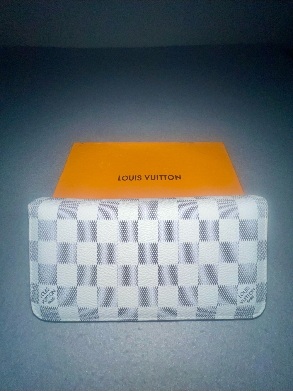 Louis Vuitton Damier Azur White Zippy Wallet Gold Hardware W/ Box & Dust Bag